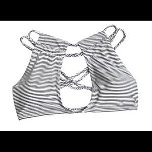 CUPSHE Black & White Stripe Bathing Suit top